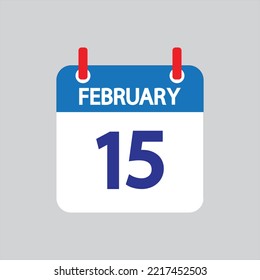 Flat icon 15th of February solated on gray background. Vector illustration.