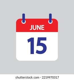 Flat icon 15th of June solated on gray background. Vector illustration.