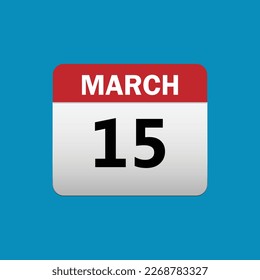Flat icon 15th of March isolated on blue background. Vector illustration.