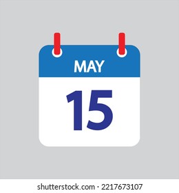 Flat icon 15th of May solated on gray background. Vector illustration.