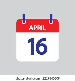 Icono plano 16 de abril soleado sobre fondo gris. Ilustración vectorial.