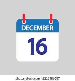 Flat icon 16th of December solated on gray background. Vector illustration.