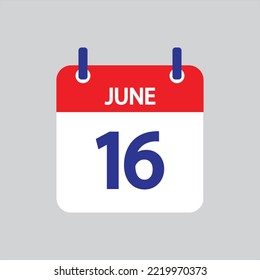 Flat icon 16th of June solated on gray background. Vector illustration.