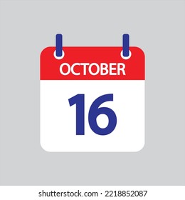 Flat icon 16th of October solated on gray background. Vector illustration.