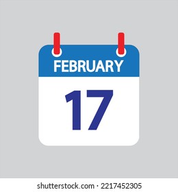 Flat icon 17th of February solated on gray background. Vector illustration.