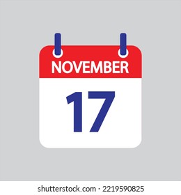 Flaches Symbol 17. von Novembar einzeln auf grauem Hintergrund. Vektorgrafik.