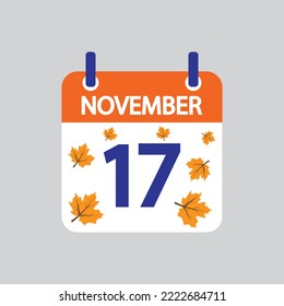 Icono plano 17 de noviembre se deja soltado sobre fondo gris. Ilustración vectorial.