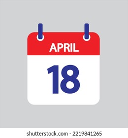Icono plano 18 de abril soleado sobre fondo gris. Ilustración vectorial.