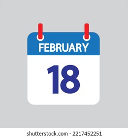Flat icon 18th of February solated on gray background. Vector illustration.