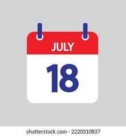 Flat icon 18th of July solated on gray background. Vector illustration.