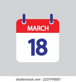 Flat icon 18th of March solated on gray background. Vector illustration.