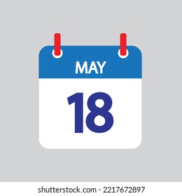Flat icon 18th of May solated on gray background. Vector illustration.