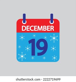 Flat icon 19th of December snowflakes solated on gray background. Vector illustration.