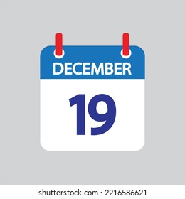 Flat icon 19th of December solated on gray background. Vector illustration.