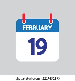 Flat icon 19th of February solated on gray background. Vector illustration.