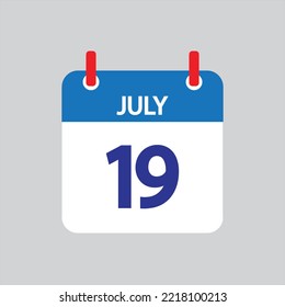 Flat icon 19th of July solated on gray background. Vector illustration.