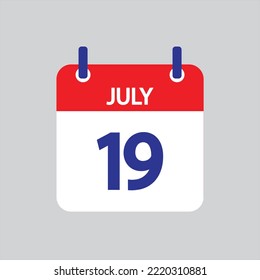 Flat icon 19th of July solated on gray background. Vector illustration.