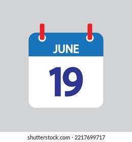 Flat icon 19th of June solated on gray background. Vector illustration.