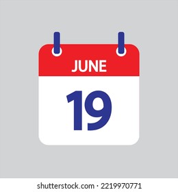 Flat icon 19th of June solated on gray background. Vector illustration.