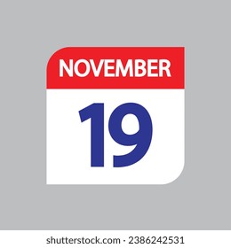 Flat icon 19th of November solated on gray background. Vector illustration.