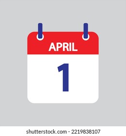 Flaches Symbol 1. April einzeln auf grauem Hintergrund. Vektorgrafik.