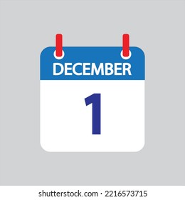 Icono plano 1 de diciembre soleado sobre fondo gris. Ilustración vectorial.