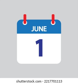 Flat icon 1th of June solated on gray background. Vector illustration.