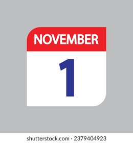 Icono plano 1 de noviembre soleado sobre fondo gris. Ilustración vectorial.