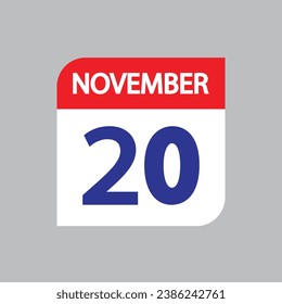 Flat icon 20th of November solated on gray background. Vector illustration.