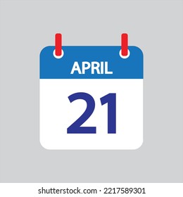 Flat icon 21th of April solated on gray background. Vector illustration.