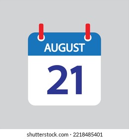 Flat icon 21th of August solated on gray background. Vector illustration.