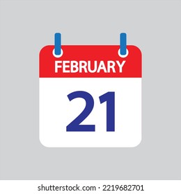 Flat icon 21th of February solated on gray background. Vector illustration.