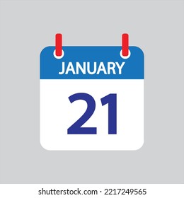 Flat icon 21th of January solated on gray background. Vector illustration.