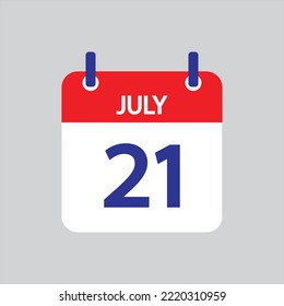 Icono plano 21 de julio soleado sobre fondo gris. Ilustración vectorial.