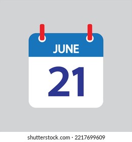 Flat icon 21th of June solated on gray background. Vector illustration.