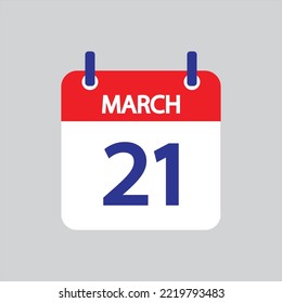 Icono plano 21 de marzo soleado sobre fondo gris. Ilustración vectorial.