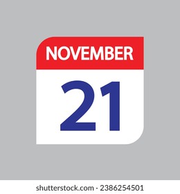 Icono plano 21 de noviembre soleado sobre fondo gris. Ilustración vectorial.