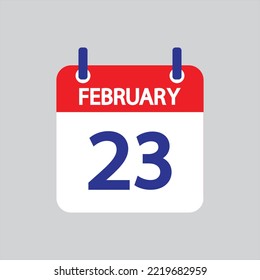 Icono plano 23 de febrero soleado sobre fondo gris. Ilustración vectorial.