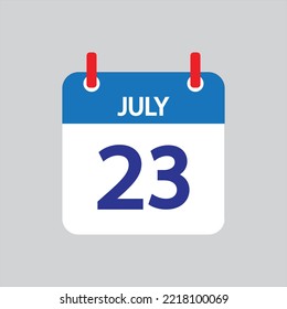 Icono plano 23 de julio soleado sobre fondo gris. Ilustración vectorial.