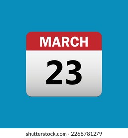 Flat icon 23th of March isolated on blue background. Vector illustration.