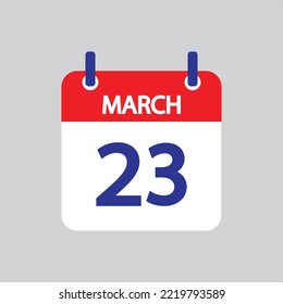 Flat icon 23th of March solated on gray background. Vector illustration.
