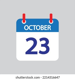 Flat icon 23th of October solated on gray background. Vector illustration.