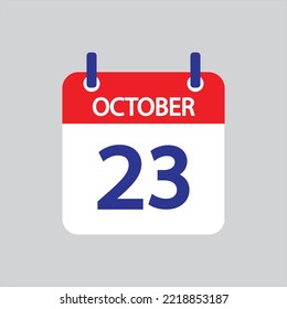 Icono plano 23 de octubre soleado sobre fondo gris. Ilustración vectorial.