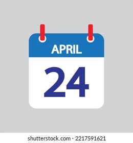 Flat icon 24th of April solated on gray background. Vector illustration.