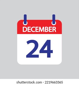 Flat icon 24th of December solated on gray background. Vector illustration.