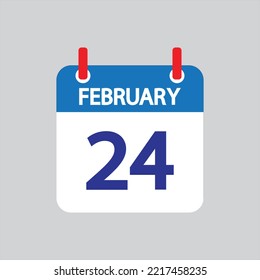 Flat icon 24th of February solated on gray background. Vector illustration.