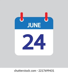 Icono plano 24 de junio soleado sobre fondo gris. Ilustración vectorial.