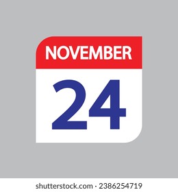 Flat icon 24th of November solated on gray background. Vector illustration.