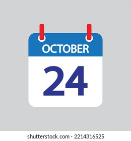 Flat icon 24th of October solated on gray background. Vector illustration.