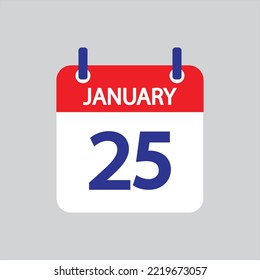 Flat icon 25th of January solated on gray background. Vector illustration.
